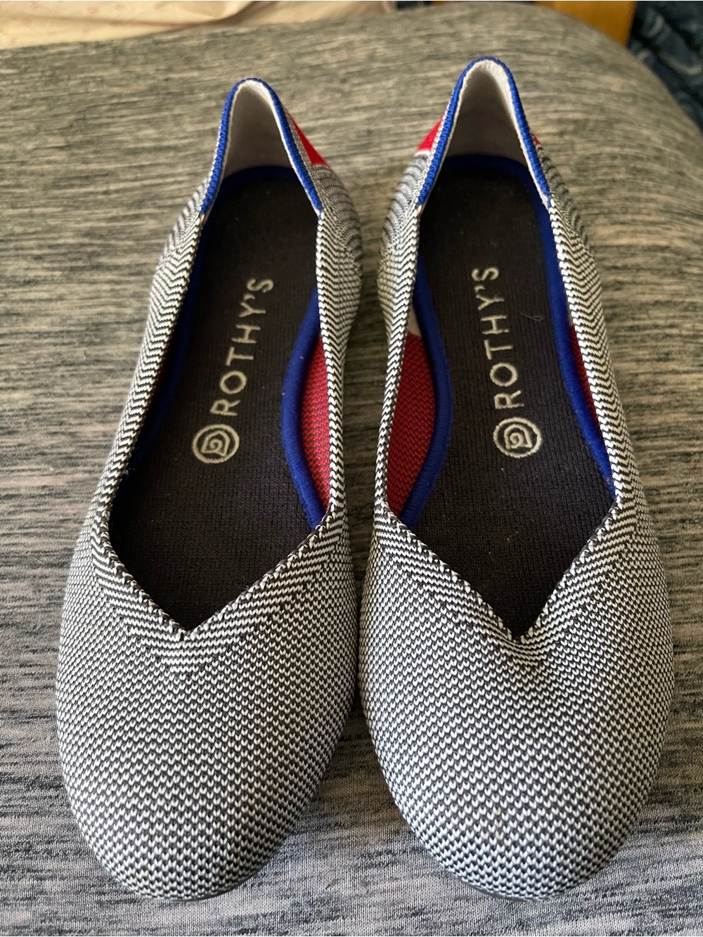 Rothy's Cherry Ribbon Stripe Flats Womens 8.5 Retired Washable Knit Shoes